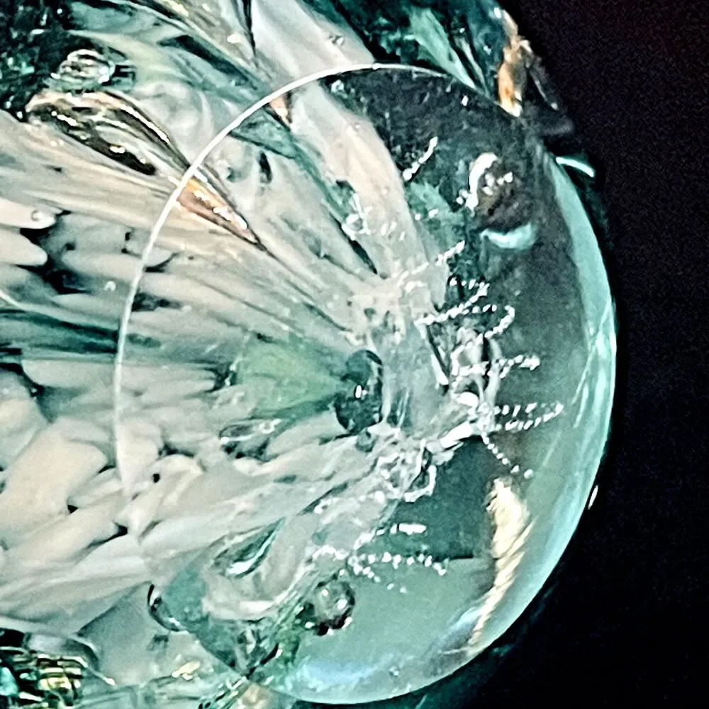 Egg Shaped Green Clear Bullicante Bubble Art Glass Paperweight Signed Vince 94